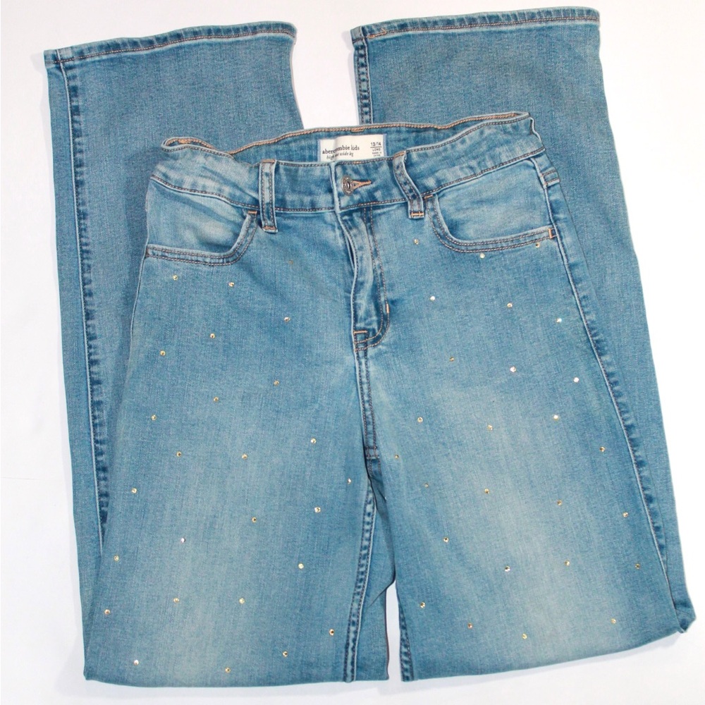 Abercrombie Kids Light Blue Girls Rhinestone Studded Jeans
